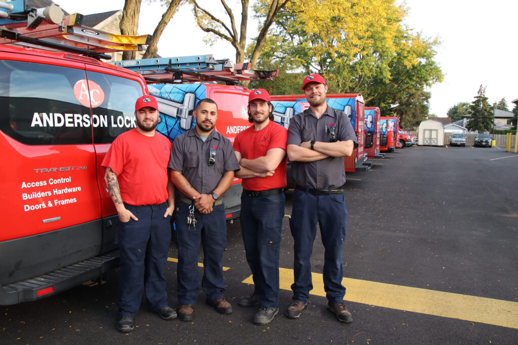 Anderson Lock technician consulting on lock replacement options