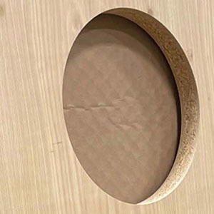 Circular CNC cutout in a commercial door