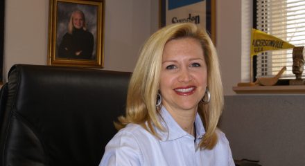 Cortney Anderson Wascher at desk