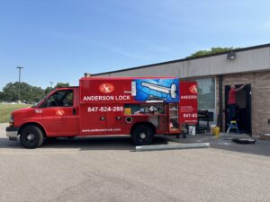 Anderson Lock team evaluating exterior school entrance hardware