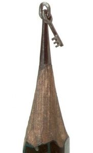 Lock art carved from wooden pencil graphite