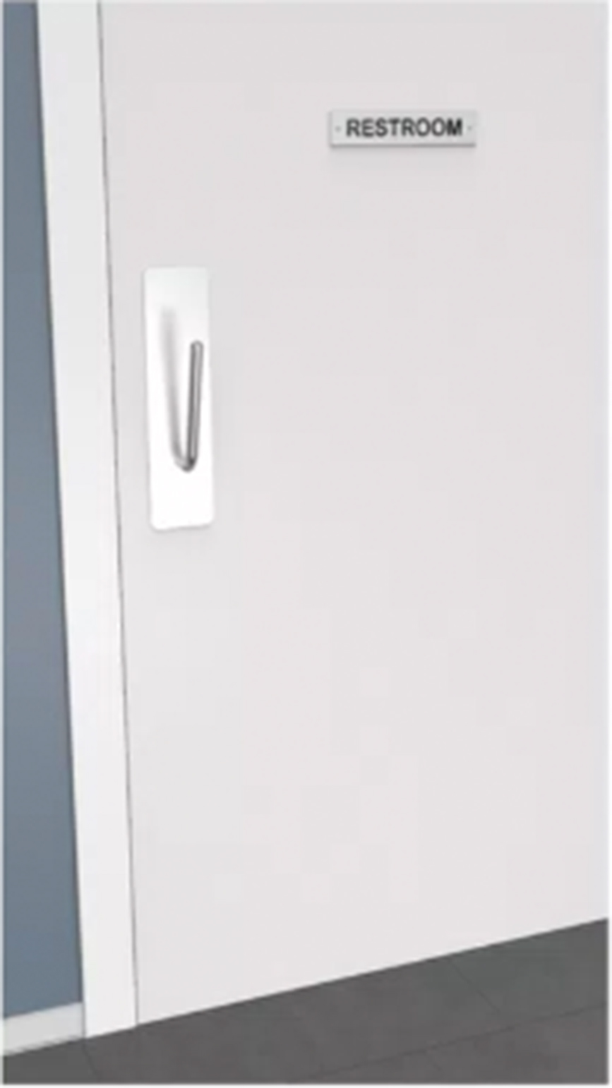 Rockwood No-Touch Door Pull on Bathroom Door