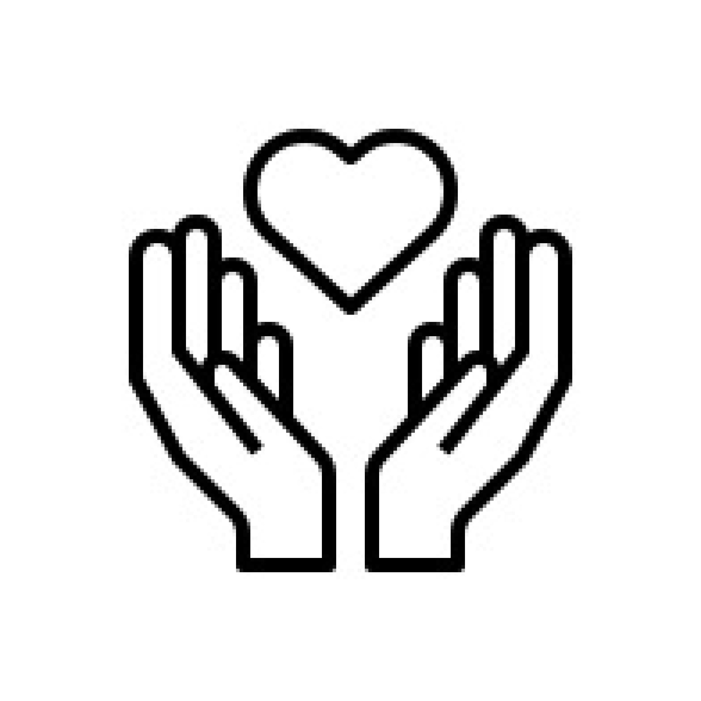 2 hands with a heart hovering Silhouette